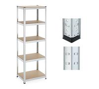 Relaxdays Estantería Carga Pesada 180x60x45 cm, 500 kg, Acero Galvanizado, Repisa Sótano, Montaje Encajado, Plateado