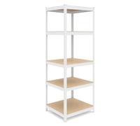 Relaxdays estantería Carga Pesada 200x80x60 cm, 875 kg, Blanco/marrón | 5 niveles, estantería para el sótano y el garaje, uniendo las piezas