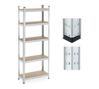 Relaxdays Estantería carga pesada angosta 5 baldas marrón claro,plata
