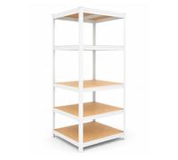 Relaxdays estantería Cargas Pesadas, 200x60x60 cm, 875 kg, Blanco/marrón | 5 niveles, estantería para el sótano y el garaje, uniendo las piezas