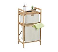 Relaxdays Estantería Cesto Lavandería Bambú, Organizador Colada 2 Niveles, 85x44x33cm, Estante Ropa Sucia, Natural Beige