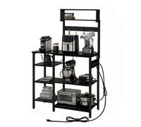 Relaxdays Estantería cocina multinivel con enchufe negro