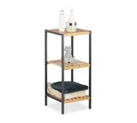 Estantería Relaxdays, 3 estantes móviles para baño y cocina, Cuadrado, Bambú, Marrón claro, HxLxP 70 x 30 x 30 cm