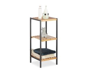 Relaxdays Estantería cuadrada de bambú y acero marrón claro,negro