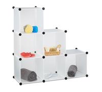 Relaxdays Estantería Gradual 6 compartimientos, estantería de Armado como ropero o Separador, estantería Abierta, Blanco