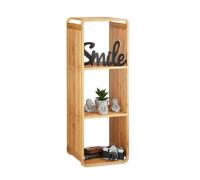 Relaxdays Estantería de bambú, Organizador Redondeado, Mueble con Cuatro estantes, Cuadrado, Marrón, 96x33x33 cm, 96 x 33 x 33 cm