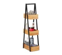 Relaxdays Estantería de bambú con tres estantes marrón claro,negro
