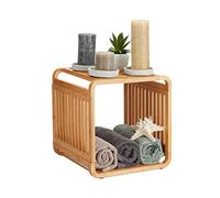 Relaxdays, 33x33x33 cm Estantería de bambú, Organizador Redondeado, Mueble con Dos estantes, Cuadrado, Marrón, 33 x 33 x 33 cm
