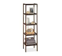 Relaxdays Estantería de bambú para baño, 5 estantes, Madera, de pie, bambú, para Cocina, 139,5 x 34,5 x 33 cm, Marrón