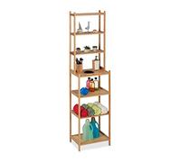 Relaxdays Estantería de Baño, Bambú, 180 x 44 x 33 cm, 7 Estantes, Mueble de Pie, Mueble Cocina, Baño y Pasillo, Natural