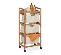 Relaxdays Estantería de baño con 3 cestas beige beige,marrón claro,negro