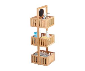 Relaxdays Estantería de baño con tres estantes marrón claro