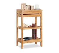 Relaxdays Estantería de baño, Librería con tres estantes, Compartimento con tapa, Abierto, Mueble de cocina, Marrón, 76,5 x 46 x 29,5 cm