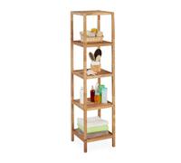 Relaxdays Estantería Baño Nogal, 145 x 36 x 36 cm, 5 Baldas, Cuadrado, Estante Vertical Cocina, Lavabo, Madera, Natural