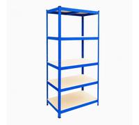 Relaxdays Estantería de carga, 180 x 90 x 40 cm, 875 kg, azul/marrón | 5 niveles, sótano, sistema de encaje