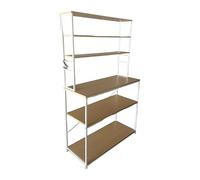 Relaxdays Estantería de Cocina con 6 baldas, encimera, 167×100×40 cm, para microondas, Natural/Blanco