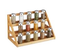 Relaxdays Estantería Especias Bambú, Organizador Botes Especieros, Escalera 3 Niveles, 23,5 x 39,5 x 21,5 cm, Natural, 23.5 x 39.5 x 21.5 cm