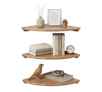 Relaxdays estantería de Esquina 3x25x25 cm, Madera de Nogal, salón, Colgante, Carga máx. 5 kg, Color Natural