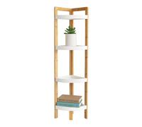 Relaxdays Esquina bambú, 4 estantes, HBT: 105,5 x 23 x 23 cm, para baño y Cocina, Ahorra Espacio, Natural, Tablero de Fibras