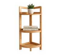 Estantería esquinera Relaxdays de bambú, 3 estantes, HBT: 77 x 23 x 23 cm, Estante para baño y Cocina, Ahorra Espacio.