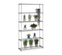Estantería para Flores Relaxdays, HxBxT: 174 x 91 x 28 cm, 6 estantes, Metal y plástico, Gris