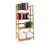 Relaxdays Bamboo Bookshelf Estanteria de Libros de 4 Pisos, Bambú, 120 x 57 x 31 cm, 6.3 Kg, Estilo conico, 30x50x120 cm