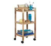 Relaxdays Estantería de madera con ruedas marrón claro,negro