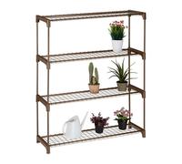 Relaxdays Estantería para Plantas, 4 Baldas, Mueble Macetas Flores y Hierbas, Soporte Metálico, 106 x 91 x 28 cm, Marrón, Acero, Plástico