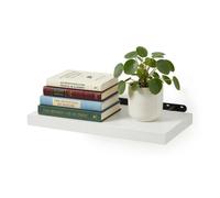 Relaxdays Estantería de pared con soporte metálico blanco,negro