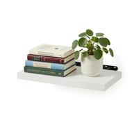 Relaxdays estantería de Pared en Madera y Metal, 4 Pisos, 50x23 cm, Blanca para salón, recibidor y Cocina