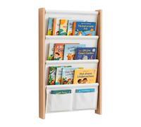 Relaxdays Estantería de Pared para niños, 5 Bolsillos de Tela, Blanco | 80 x 44,5 x 6 cm, MDF