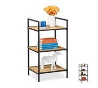 Relaxdays Estantería de pie, Abierta, Mueble de salón & Pasillo, Bambú & Metal, 71x39x32,5cm, 1 Ud., Marrón & Negro