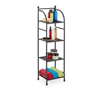 Relaxdays Estantería Metálica, Acero, 115x33x28 cm, Estante Baño y Cocina, 4 Baldas, Librería Metal, sin Fondo, Negro