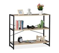Relaxdays Estantería de madera con 3 estantes marrón claro,negro