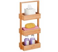 Relaxdays estantería de pie para baño y Cocina, 3 estantes, Natural | 70 x 26 x 17 cm, bambú y MDF
