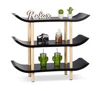 Relaxdays Estantería de Suelo con 3 Niveles, Madera, Negro, 32x83x71 cm