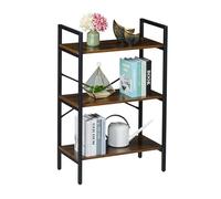 Relaxdays Estantería, Diseño Industrial, 3 Baldas, 92 x 60 x 32 cm, Librería Abierta, Estante de Pie, Negro/Marrón, Tablero de Fibras, Hierro