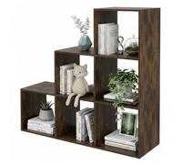 Relaxdays estantería escalonada marrón Vintage | 6 cubos 97,5x97,5x29 cm para techo inclinado salón