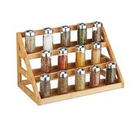 Relaxdays Estantería Especias Bambú, Organizador Botes Especieros, Escalera 3 Niveles, 23,5 x 39,5 x 21,5 cm, Natural, 23.5 x 39.5 x 21.5 cm