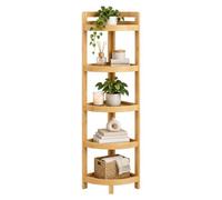Relaxdays Estantería esquinera de bambú, 5 baldas, 116x23x23 cm, Natural | Estantería de pie, baño y cocina, ahorra espacio