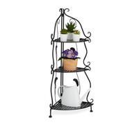 Relaxdays Estantería esquinera plantas 3 baldas negro