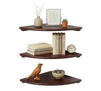 Relaxdays Estantería esquinera, Varias Medidas, Madera de Nogal, salón, decoración, Carga 5 kg, Colgante