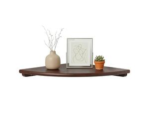 Relaxdays Estantería esquinera, Varias Medidas, Madera de Nogal, salón, decoración, Carga 5 kg, Colgante