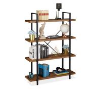 Relaxdays Estantería Estilo Industrial, 4 Baldas, 140 x 105 x 33,5 cm, MDF y Metal, Estante Librería, Marrón/Negro