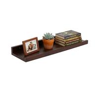 Relaxdays estantería Flotante de Pared, repisa para Marcos y decoración, 5×60×15 cm, Nogal Oscuro