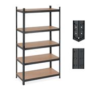 Relaxdays Estantería galvanizada negra 5 baldas marrón claro,negro