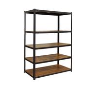 Relaxdays Estantería Pesada 500 kg, 200x120x40 cm, 5 Niveles en Madera, Acero y MDF, Negro/marrón