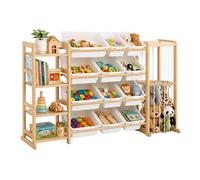 Relaxdays estantería Infantil 12 Cajas 4 baldas para Peluches 80x150x30 cm Madera Natural