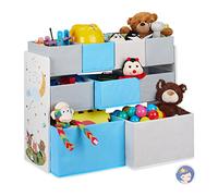 Relaxdays Estantería Infantil 9 Cajas Tela, Estampado Animales, Organizador Juguetes, 66 x 82,5 x 29,5 cm, Multicolor