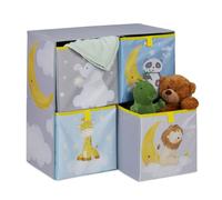 Relaxdays Estantería infantil con 4 cajas juguetes amarillo,azul claro,gris